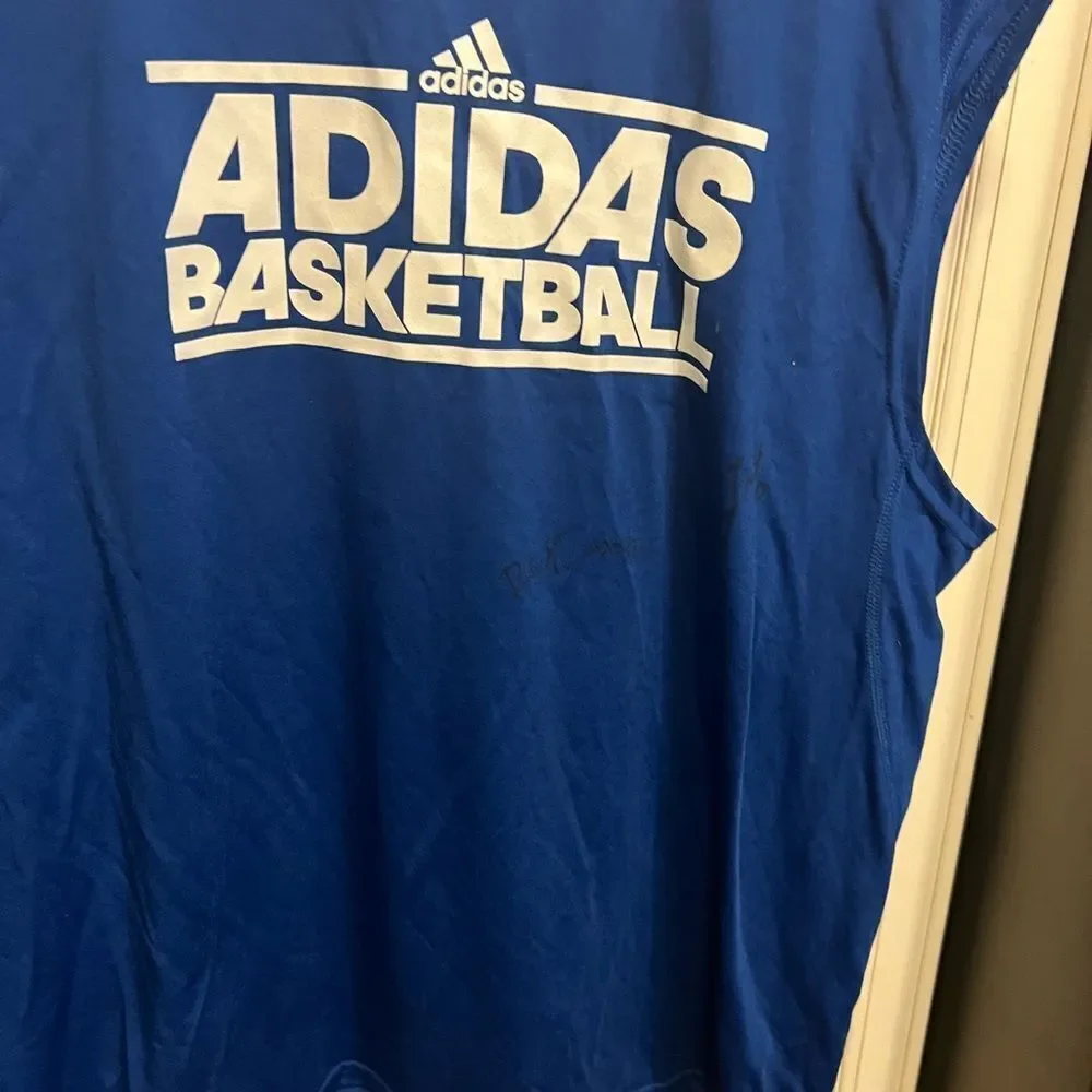 2 Autographs ADIDAS NBA BASKETBALL MEN'S T SHIRT CLIMALITE L